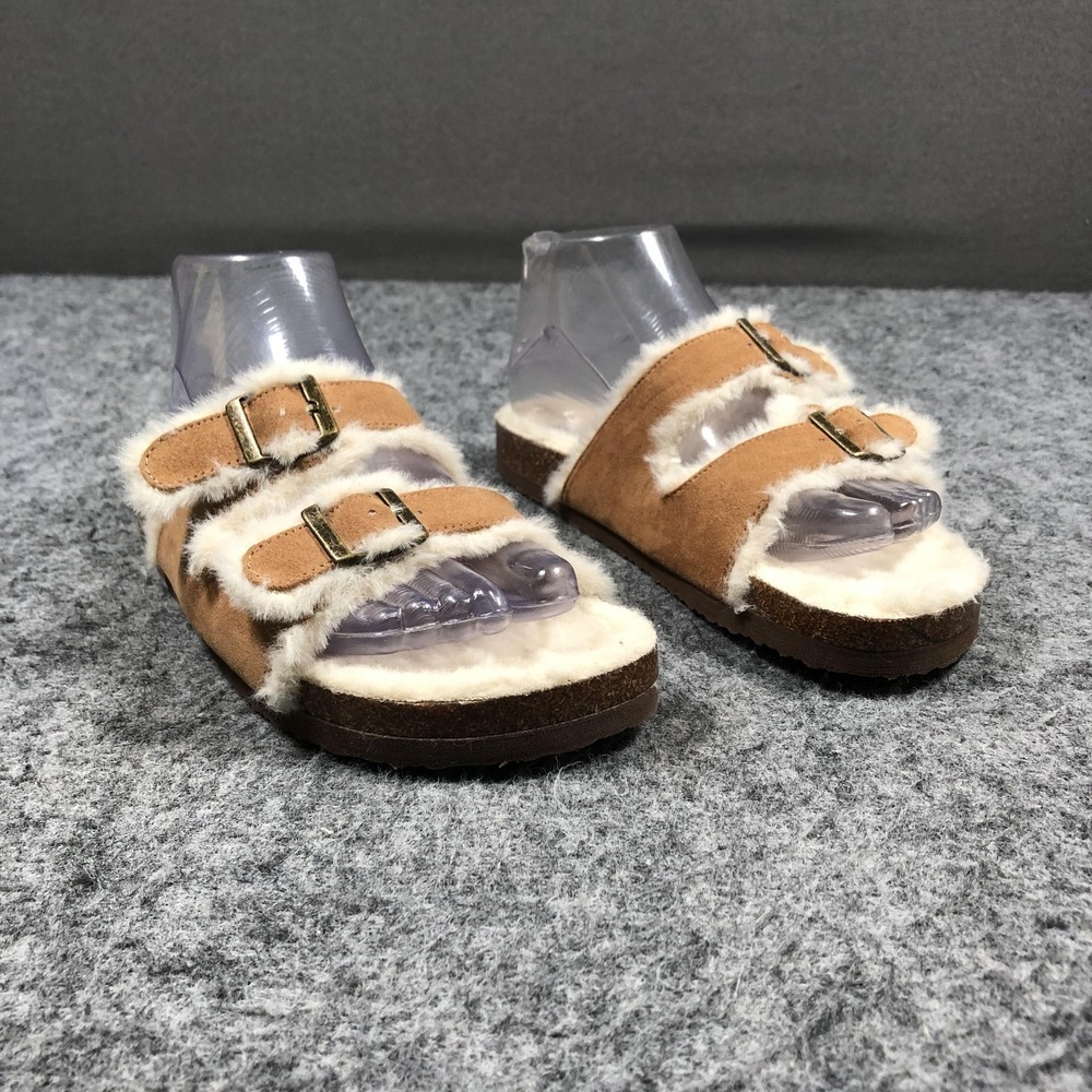 Steve Madden JHOUSE Slide‎ Sandals Womens 5 Brown Faux Fur Lined Comfort Shoes